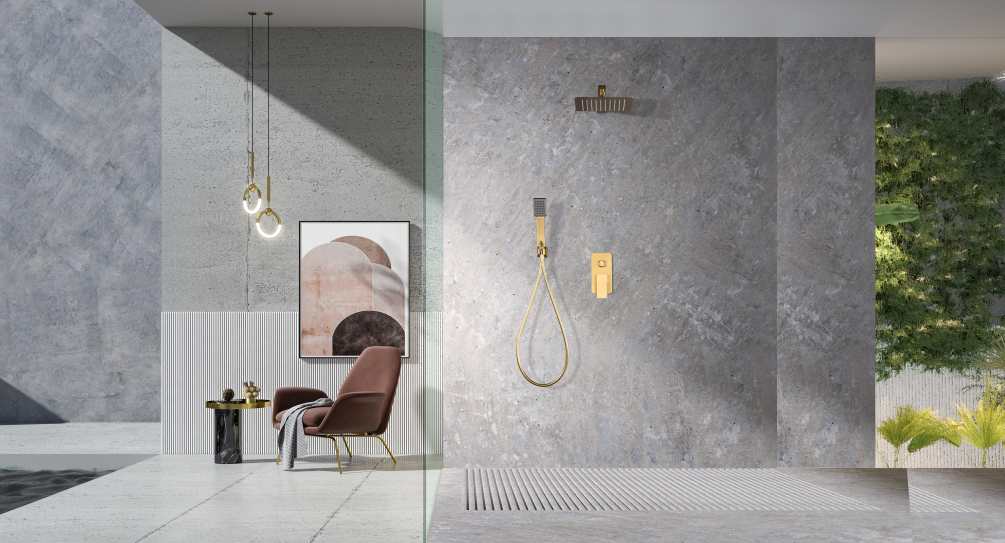 Inbouw-doucheset met één hendel Pisa geborsteld goud