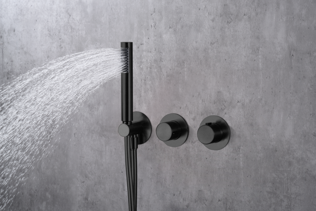 Thermostatische inbouwdoucheset Assen matzwart