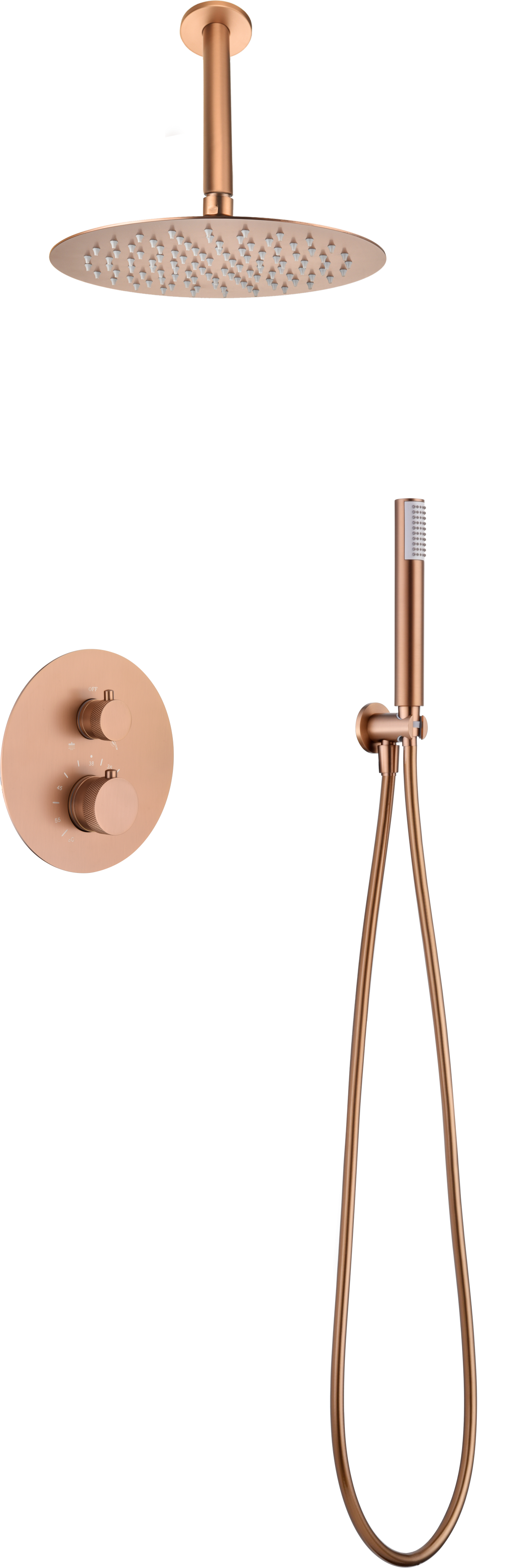 Thermostatische douche-inbouwset Top geborsteld roségoud