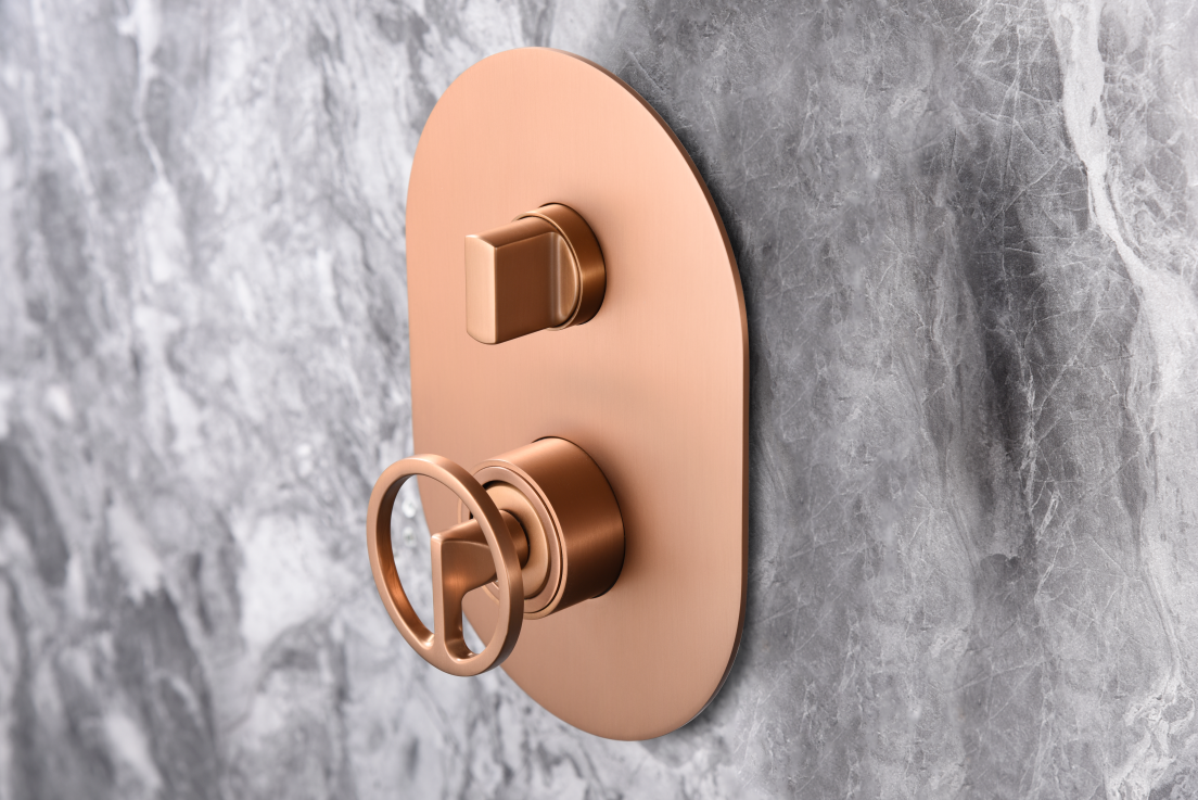 Inbouwdoucheset Vesubio geborsteld roségoud