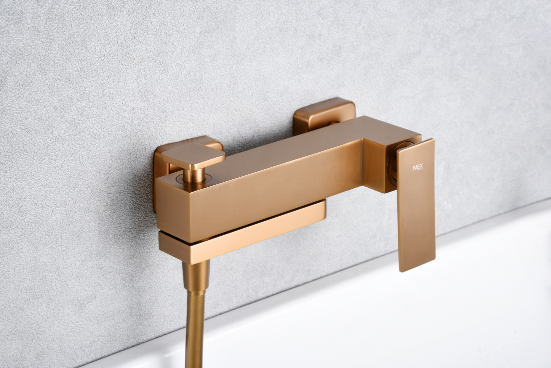 Eengreeps bad/douchemengkraan Pisa geborsteld roségoud