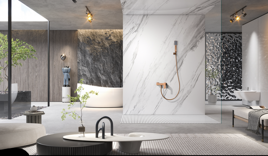 Eengreeps douchemengkraan Pisa geborsteld roségoud