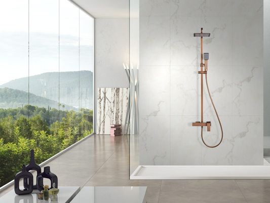 Doucheset met één hendel Pisa geborsteld roségoud