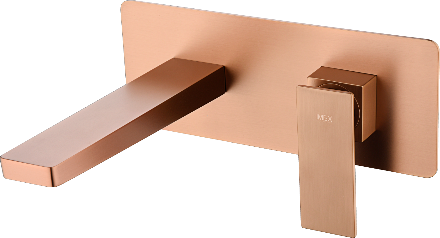 Eengreeps inbouw wastafelmengkraan Pisa geborsteld roségoud