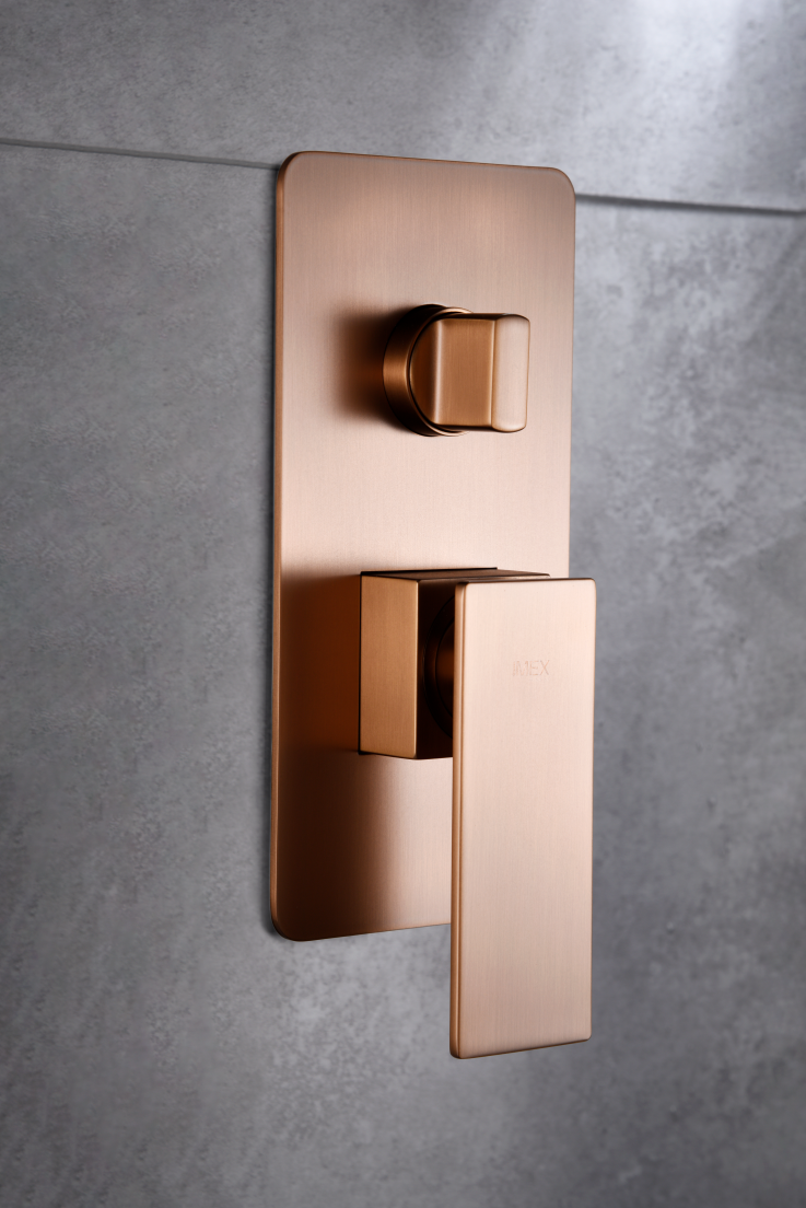 Eengreeps inbouwdoucheset Pisa geborsteld roségoud